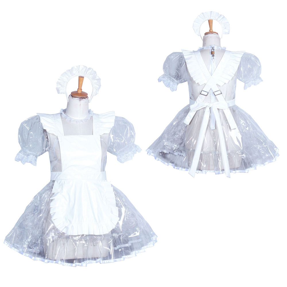 Weißes transparentes PVC-Kleid G3856