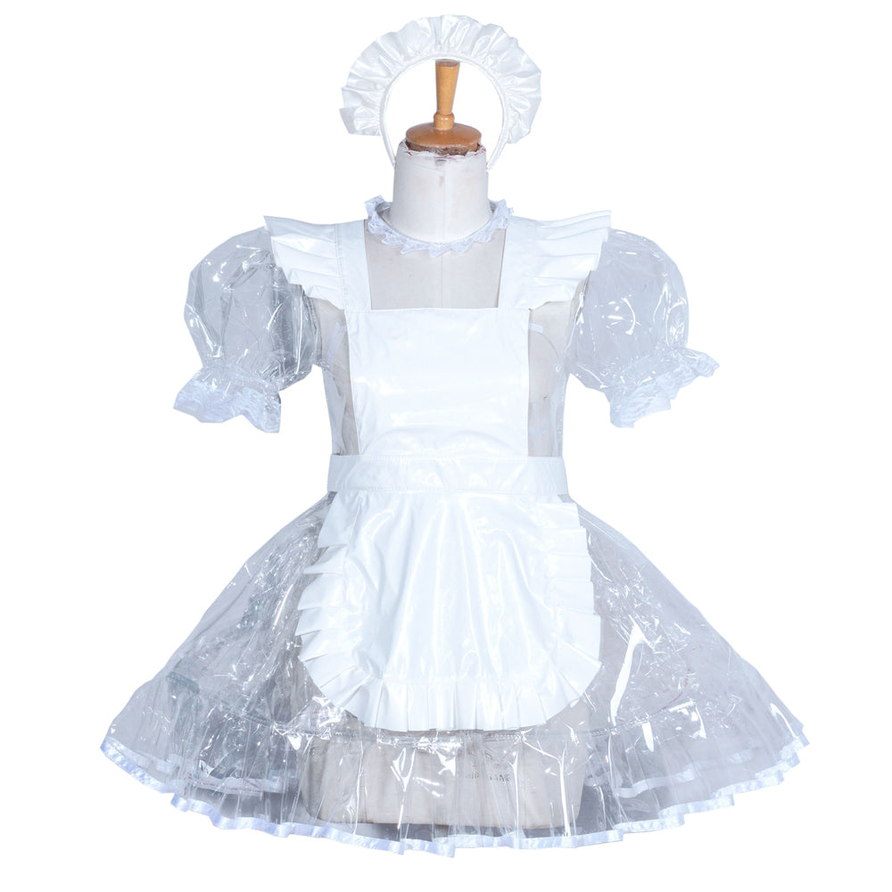 Weißes transparentes PVC-Kleid G3856