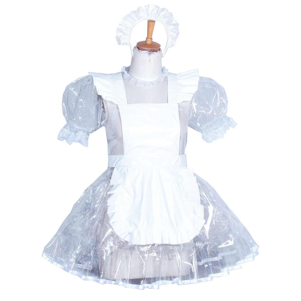 Weißes transparentes PVC-Kleid G3856