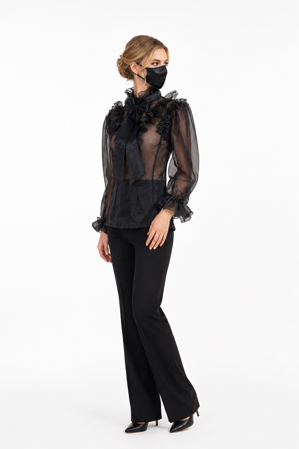Black Organza Blouse G3870
