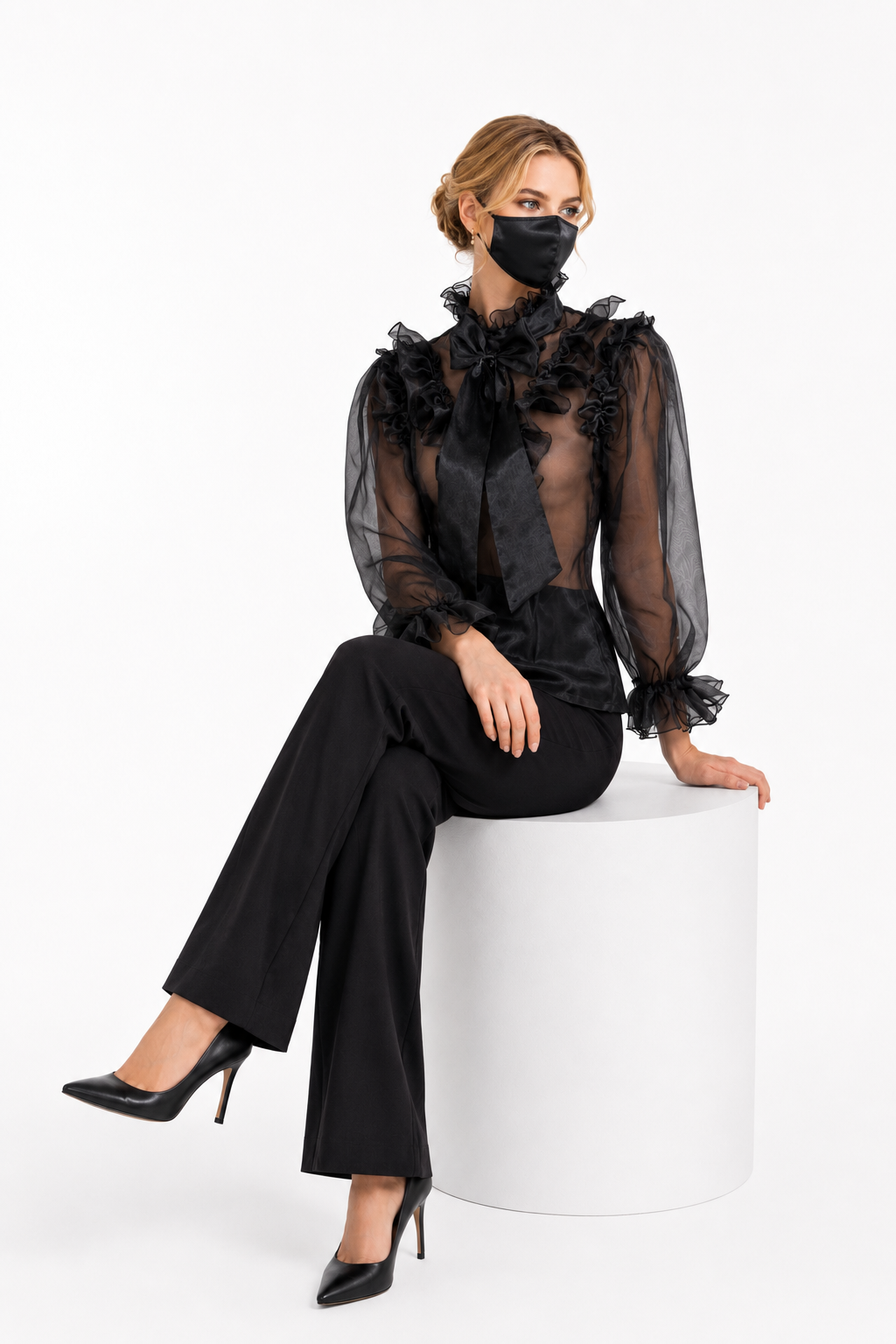 Black Organza Blouse G3870