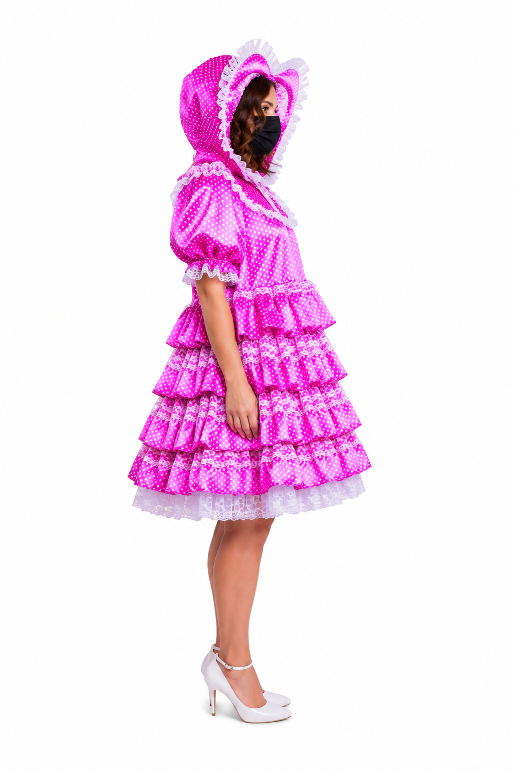 Hot Pink Polka Dot Satin Dress G3872