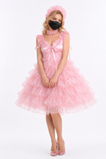 Babyrosa Satin- & Organzakleid G3875