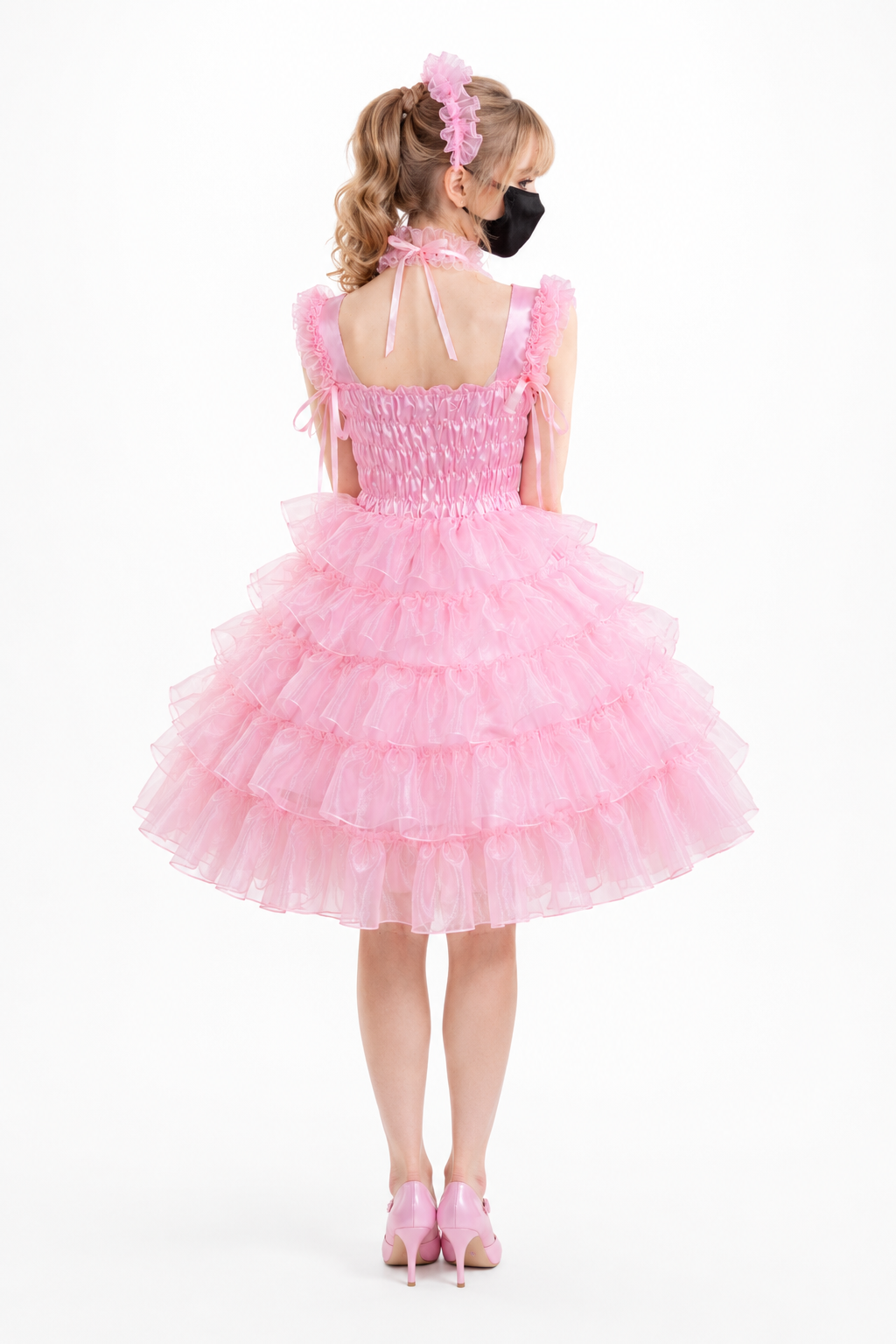 Babyrosa Satin- & Organzakleid G3875