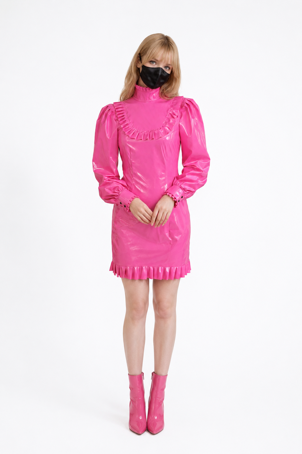 Hot Pink Thin PVC Dress G3878