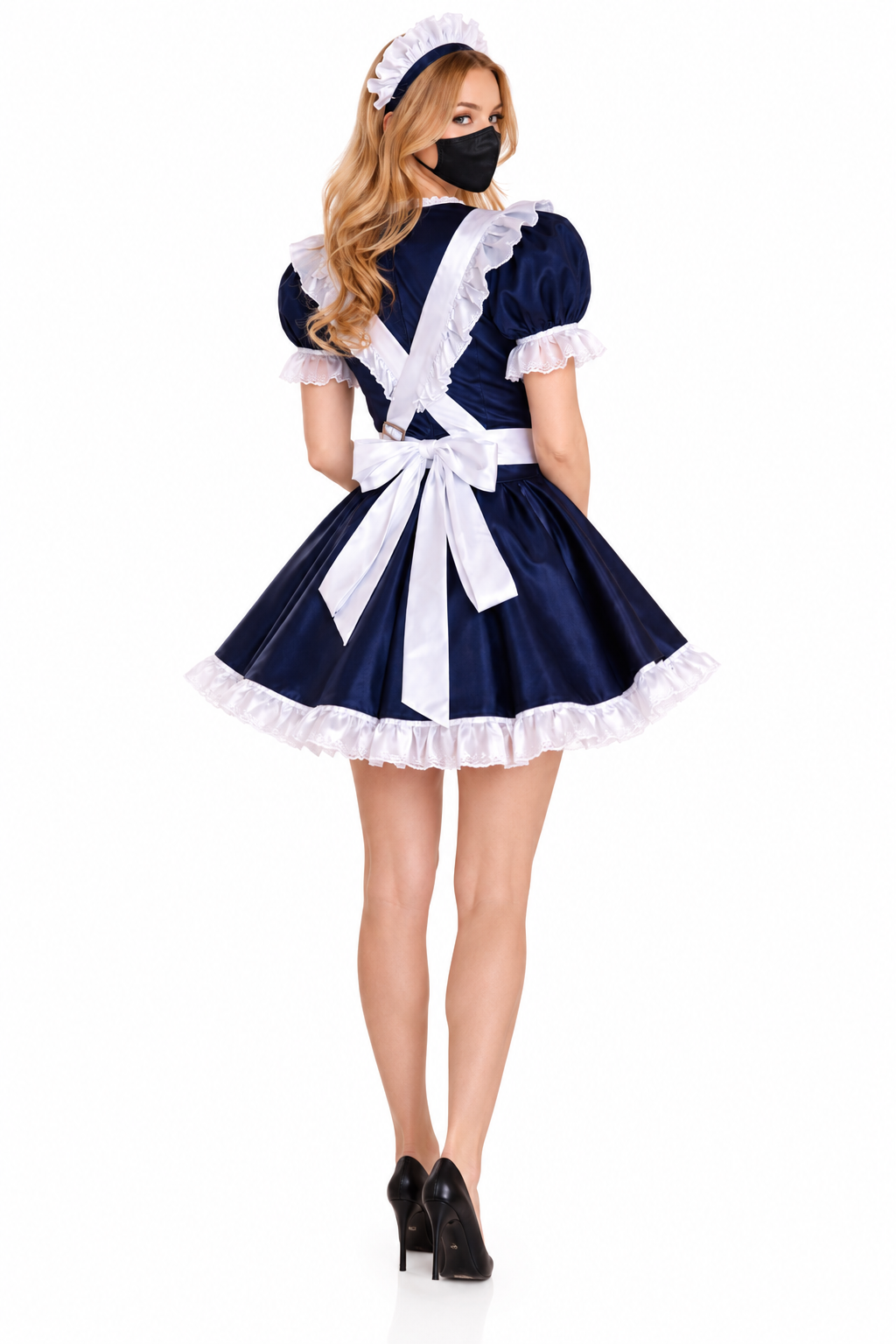 Robe en satin bleu marine G3879