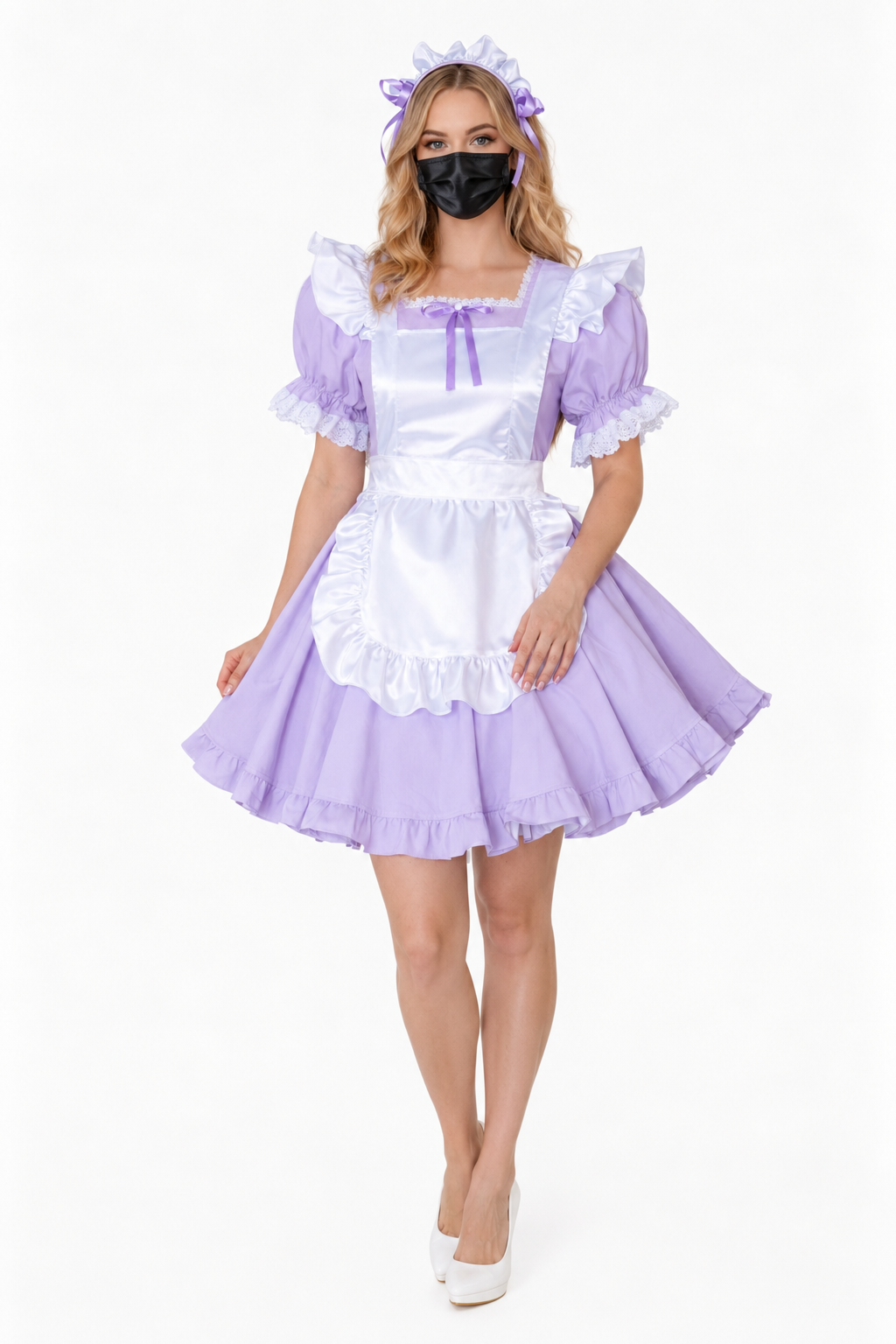 Fliederfarbenes Baumwollkleid G3881