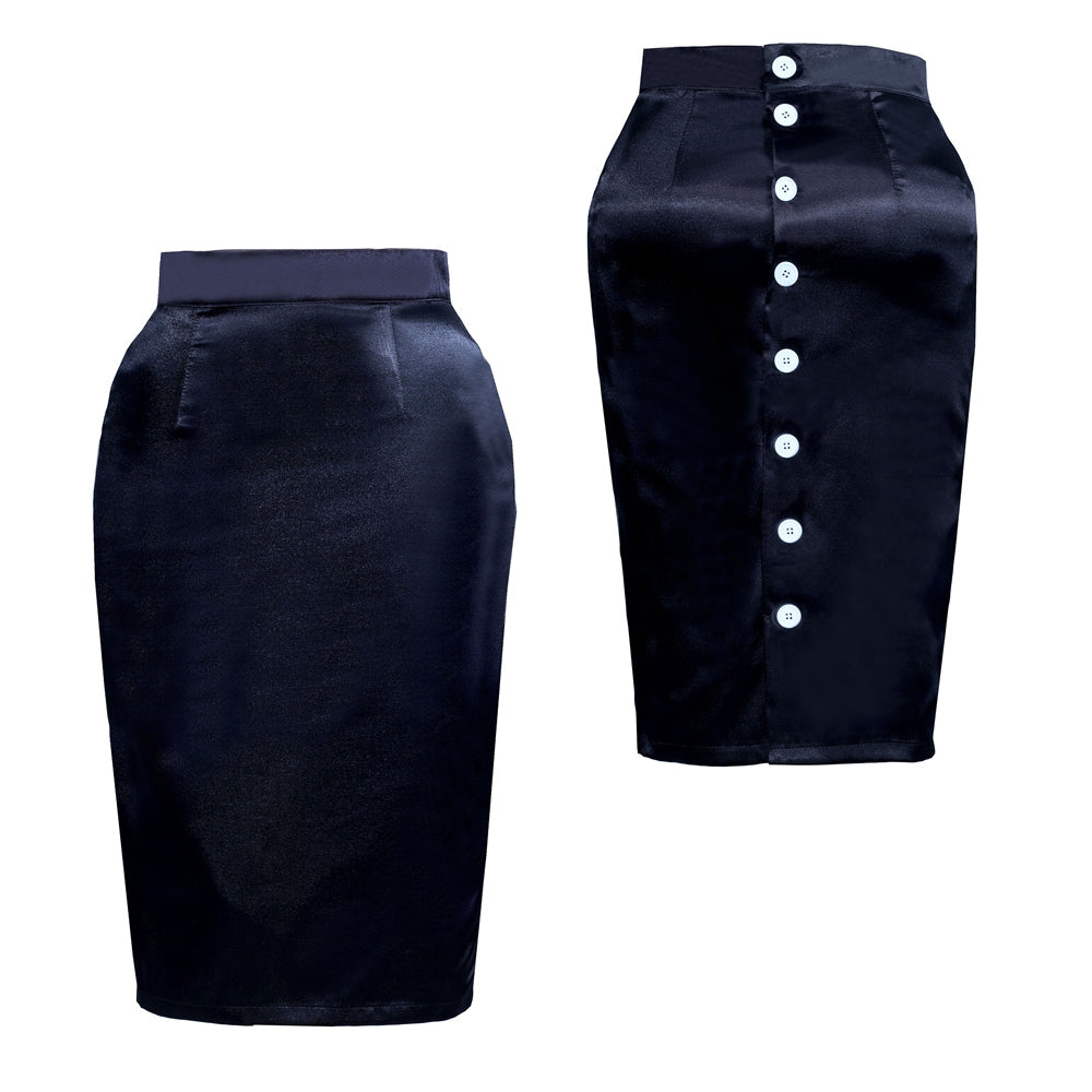 Black Satin Skirt G3889