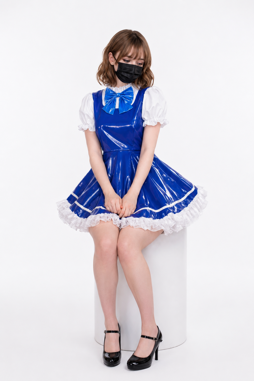 Blue Thin PVC Dress G3907