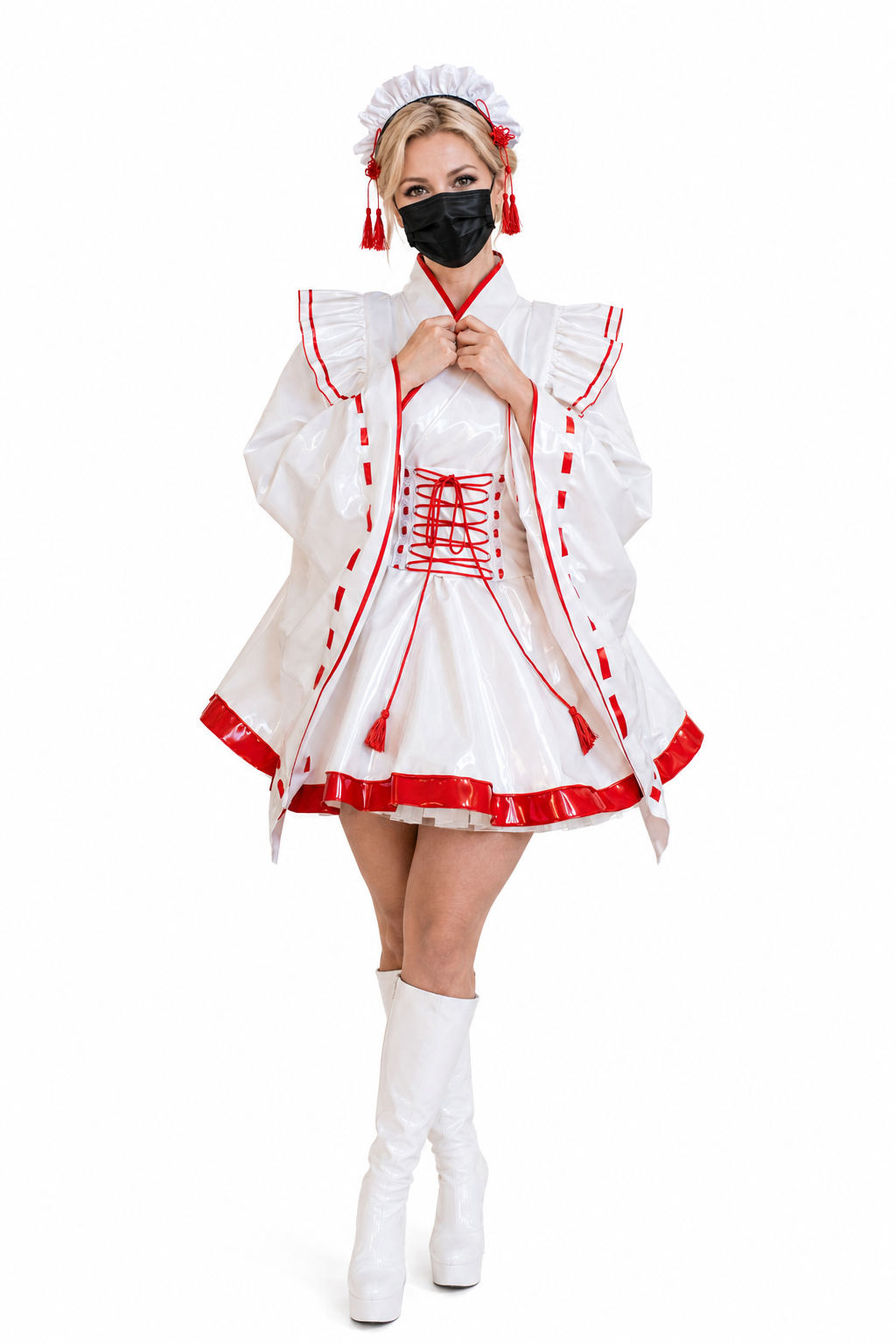 White Heavy PVC Dress G3915