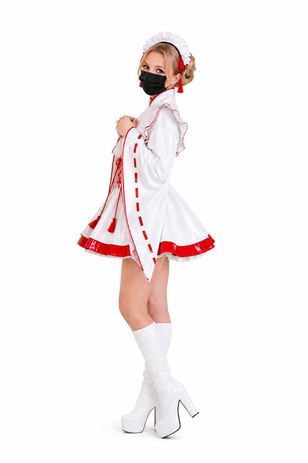 White Heavy PVC Dress G3915