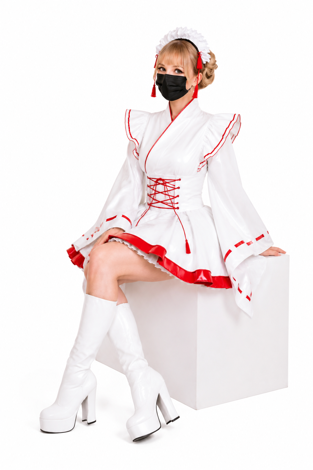 White Heavy PVC Dress G3915