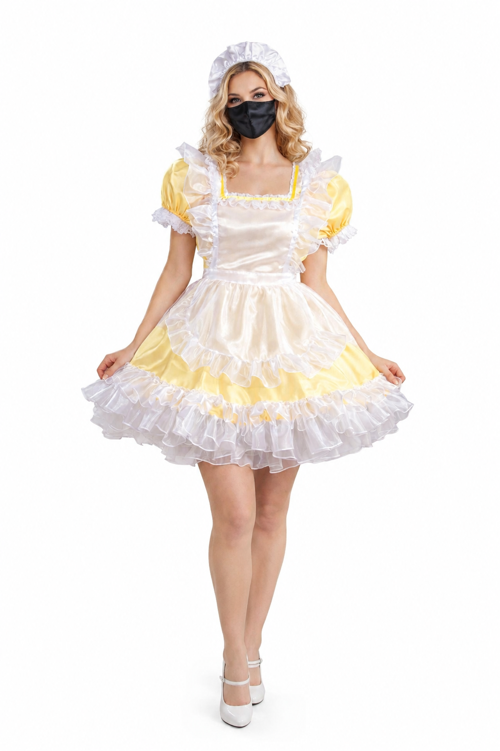 Yellow Satin & Organza Dress G3916