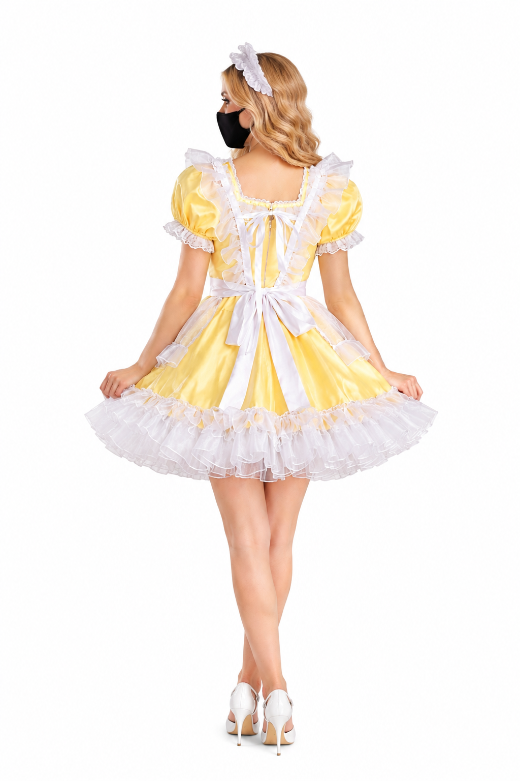 Yellow Satin & Organza Dress G3916