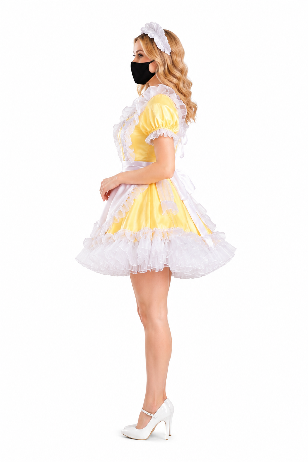 Yellow Satin & Organza Dress G3916