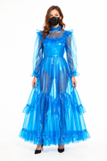 Blaues, durchsichtiges PVC-Kleid G3917