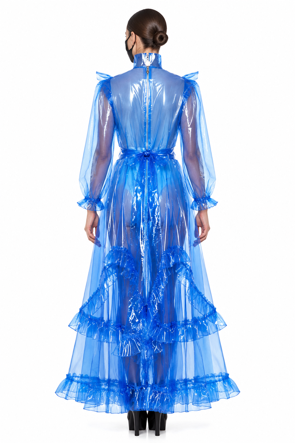 Blaues, durchsichtiges PVC-Kleid G3917