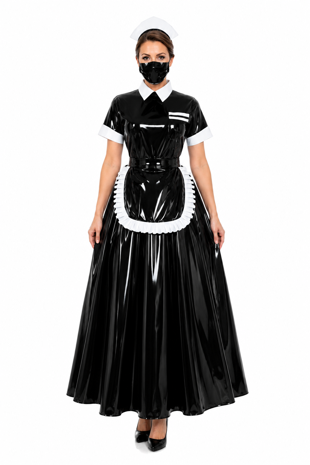 Black Thin PVC Dress G3919