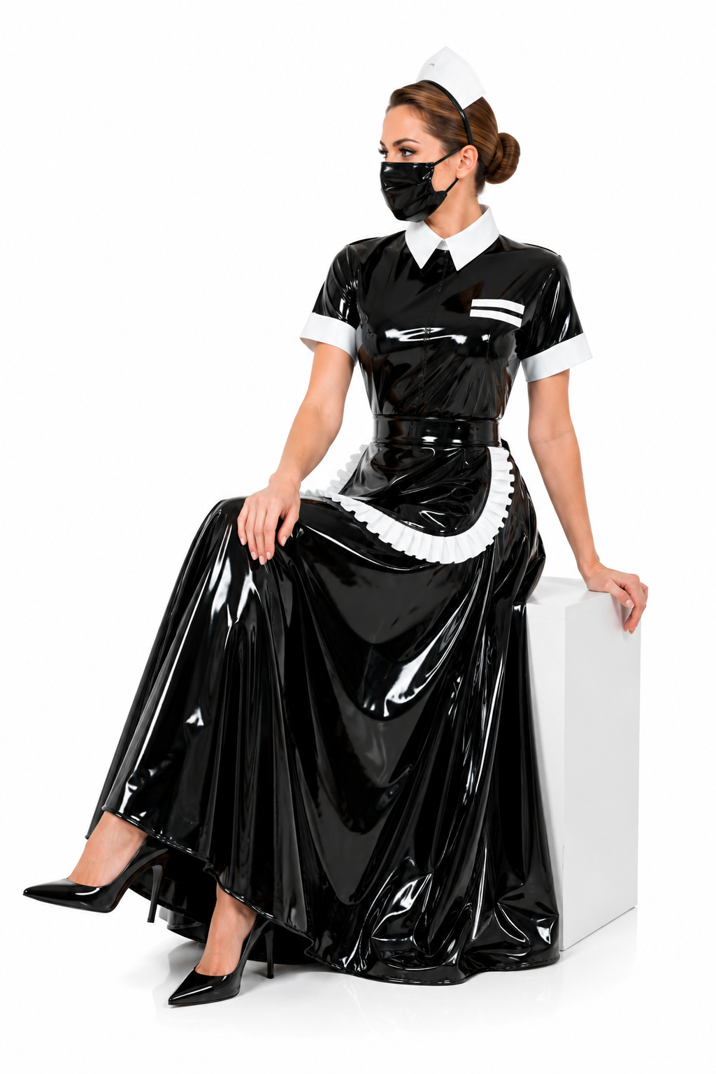 Black Thin PVC Dress G3919