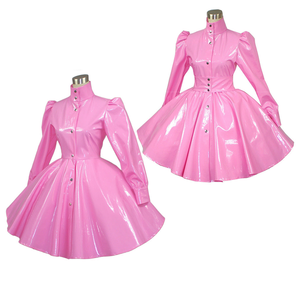 pinkes dünnes PVC-Kleid G392