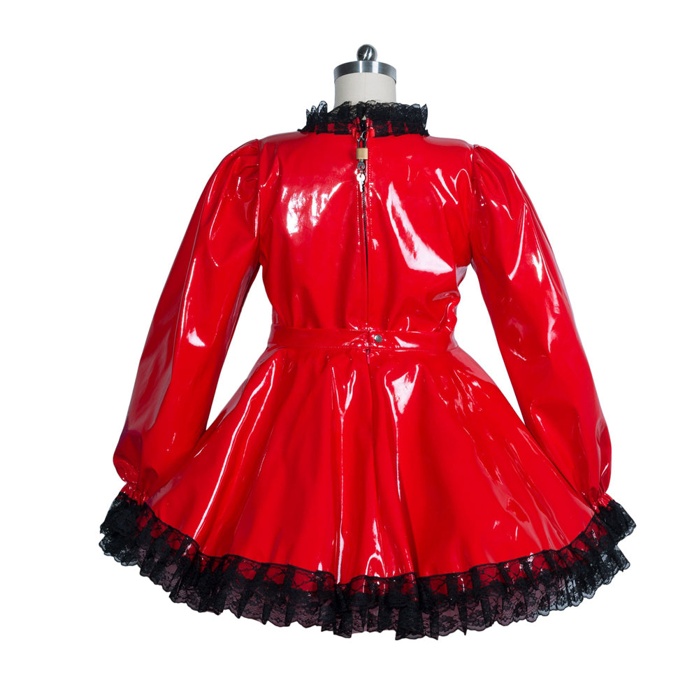 Chemisier et jupe courts en PVC rouge G3926