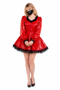Red Thin PVC Blouse & Skirt G3926