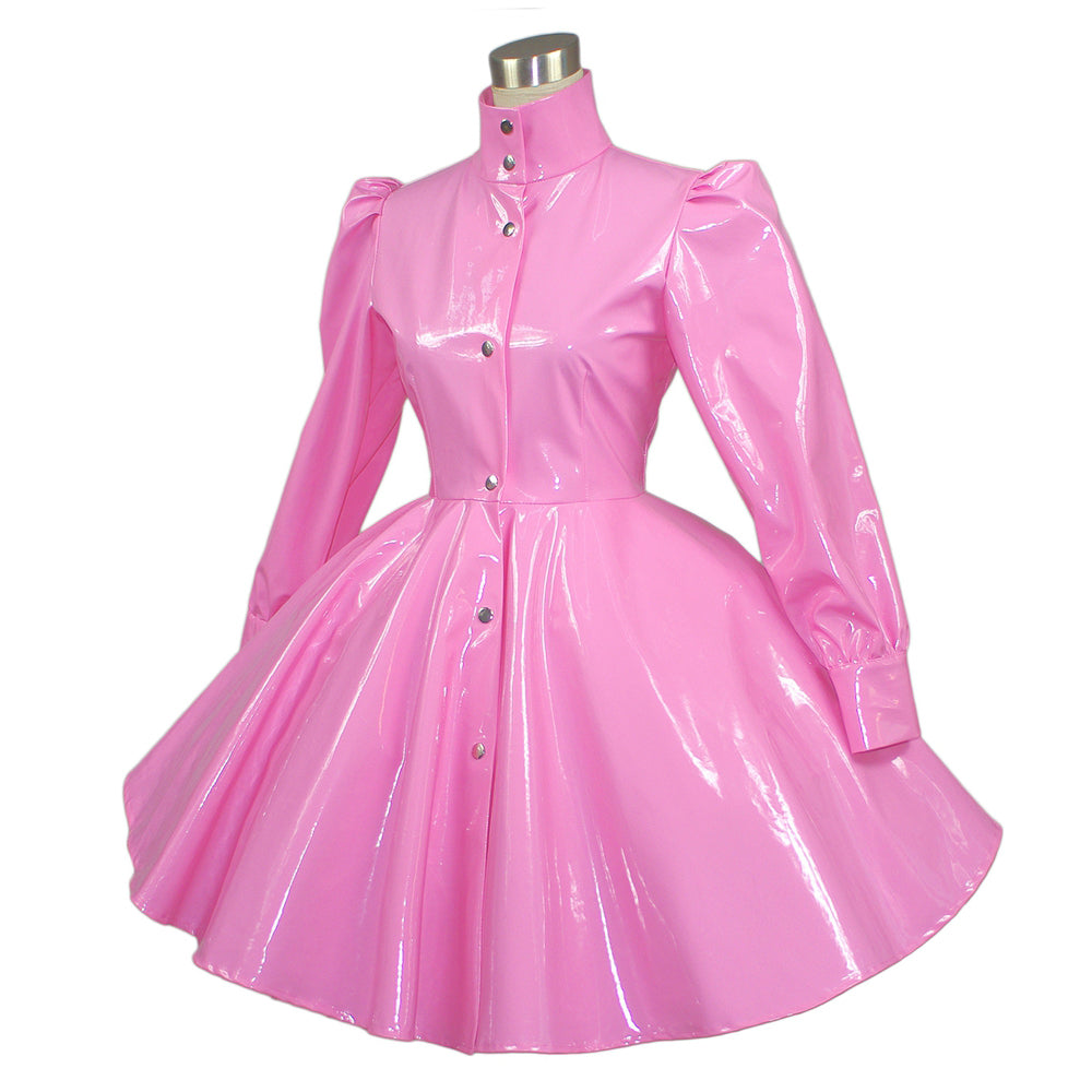 pinkes dünnes PVC-Kleid G392