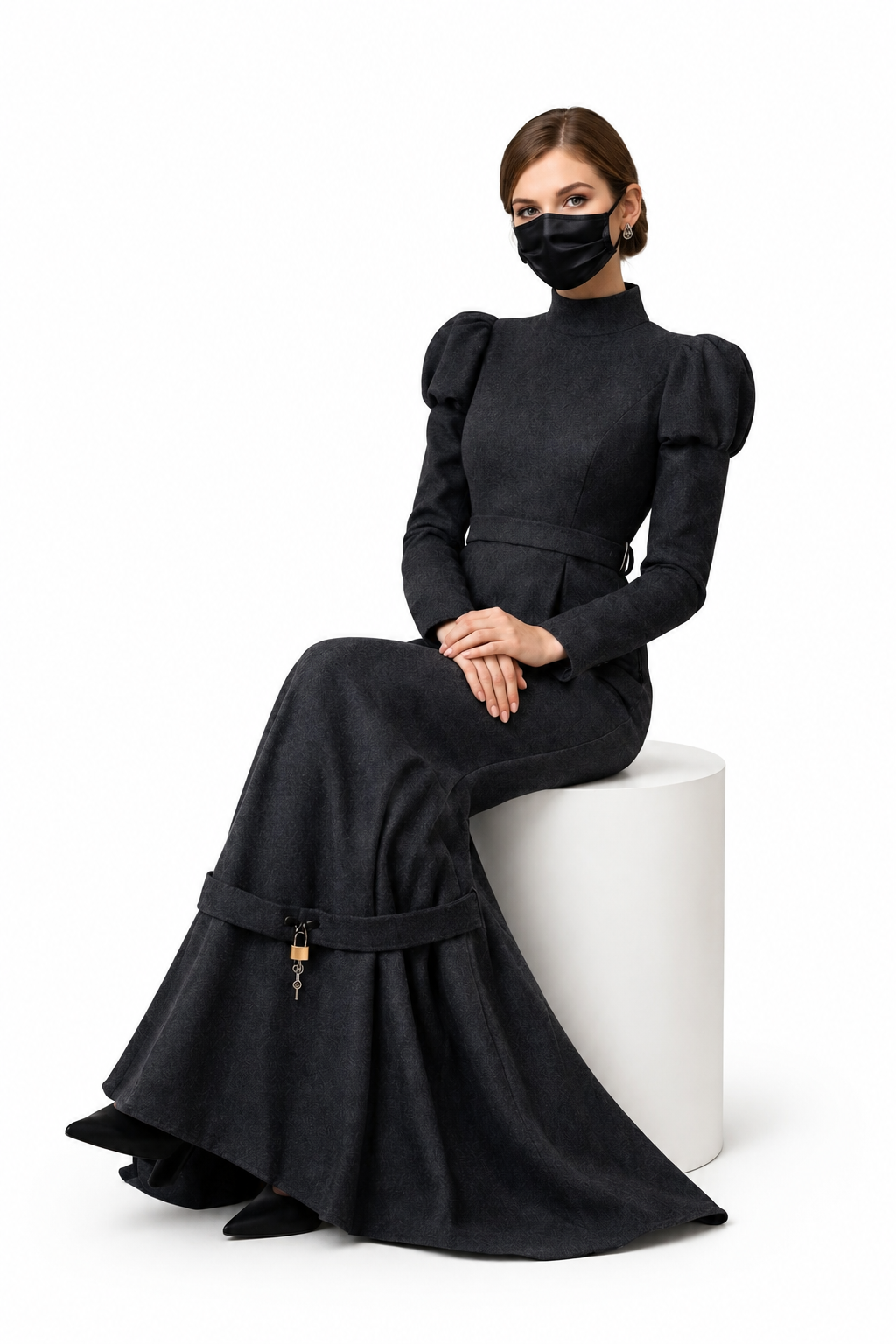 Dark Gray Woolen Dress G3934