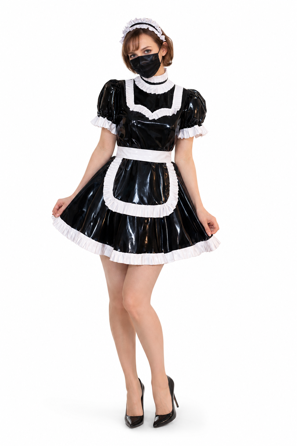 Black Thin PVC Dress G3936