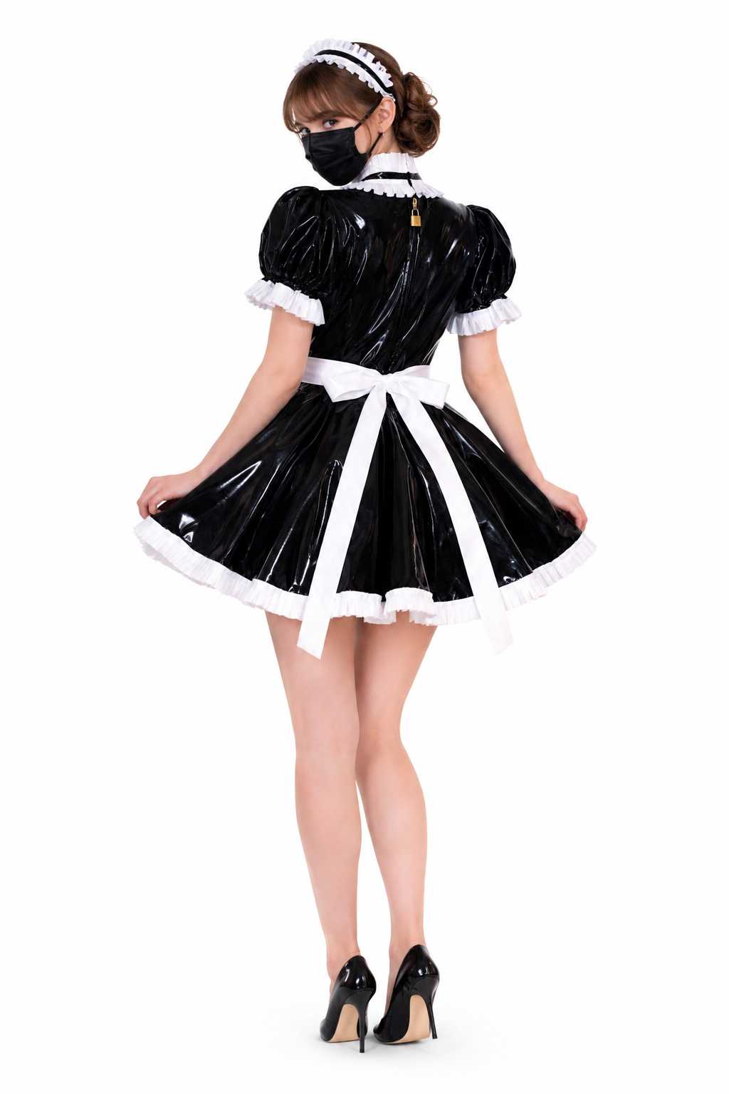 Black Thin PVC Dress G3936