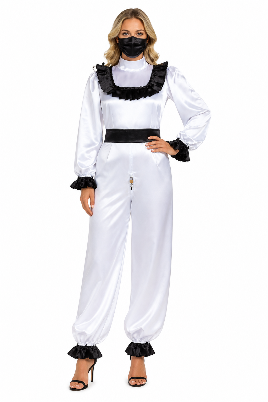White Satin Romper G3938