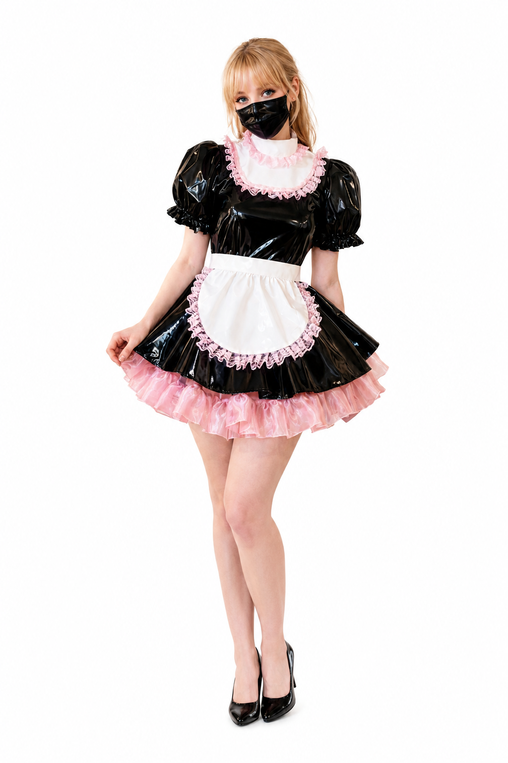 Black Thin PVC Dress G3940