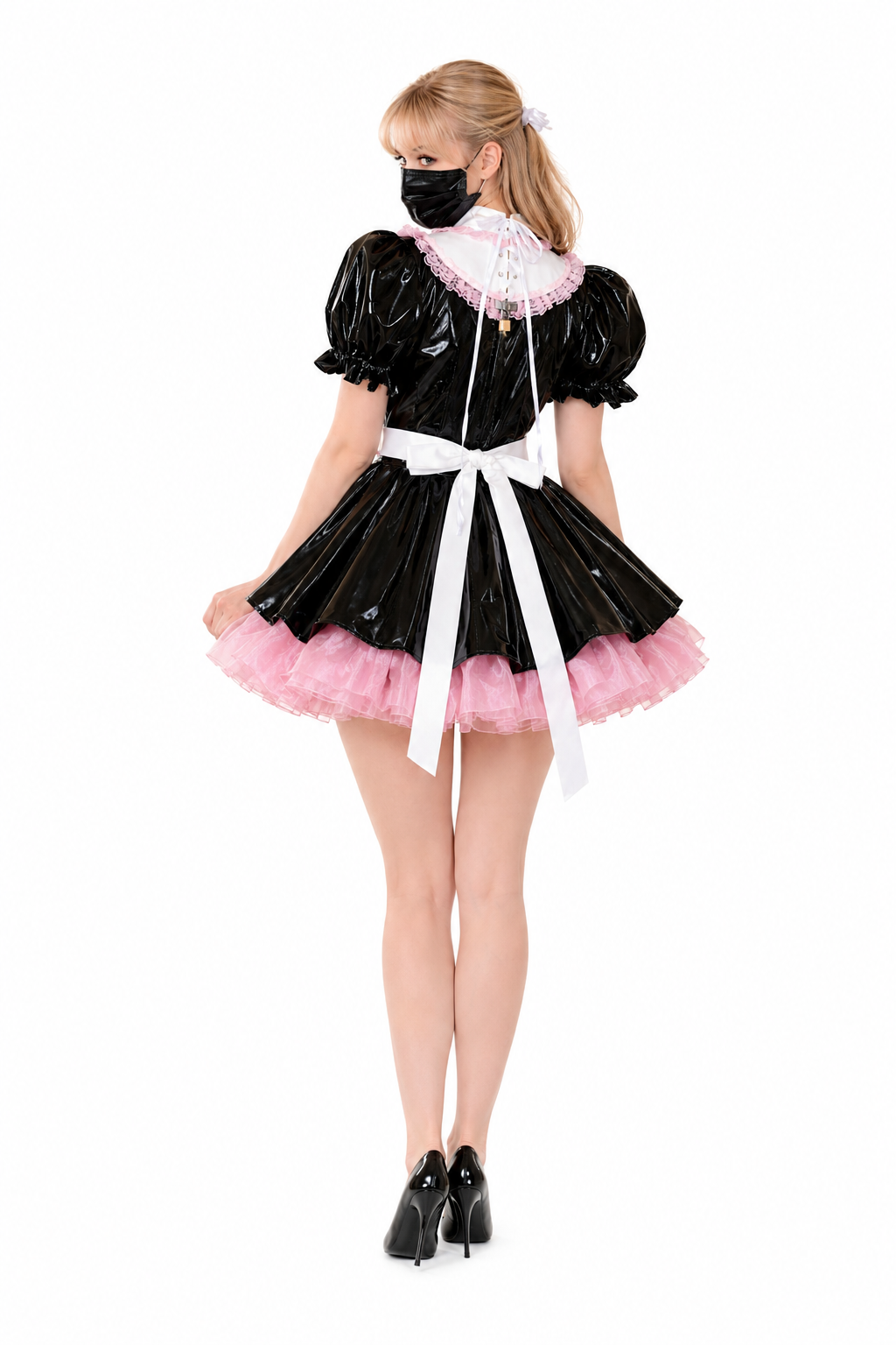 Black Thin PVC Dress G3940