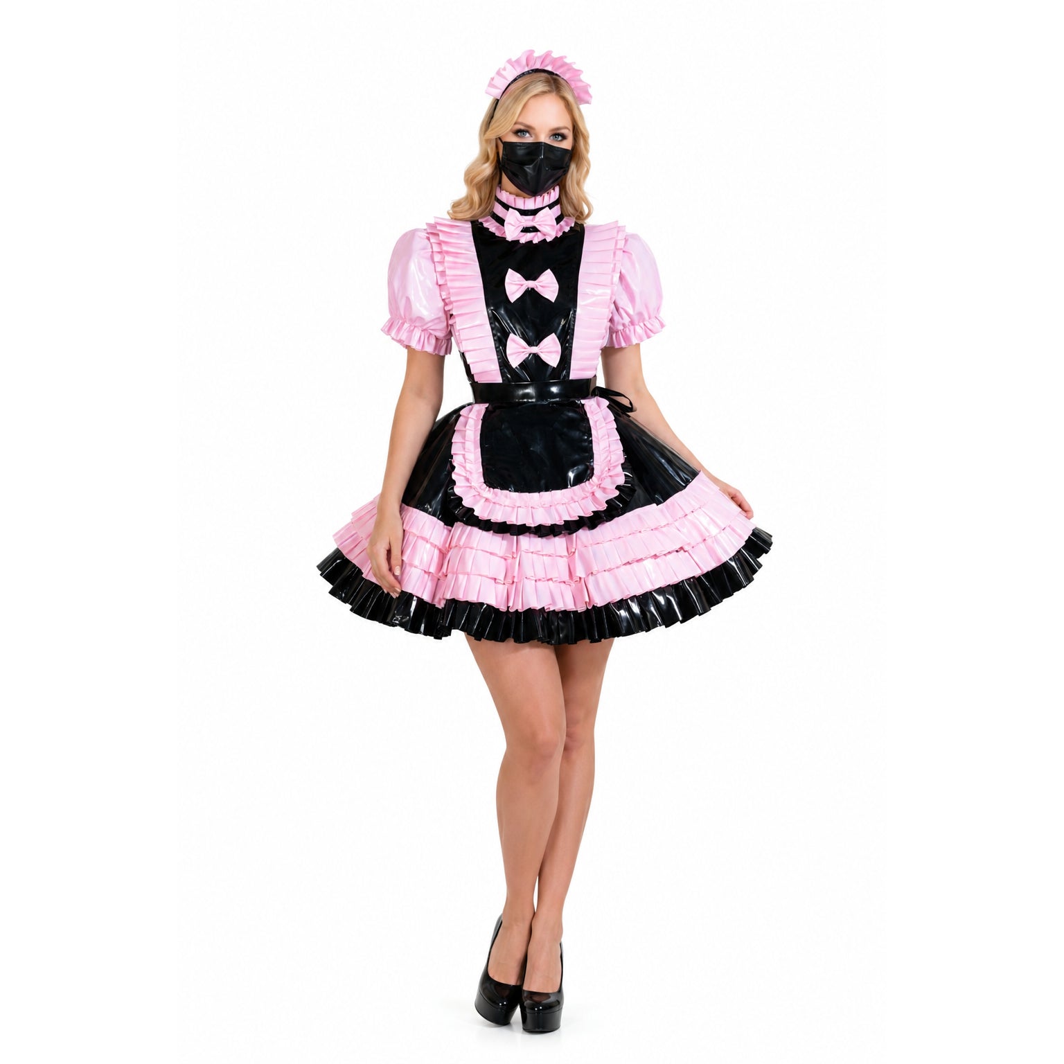 Robe noire moulante en PVC G3943