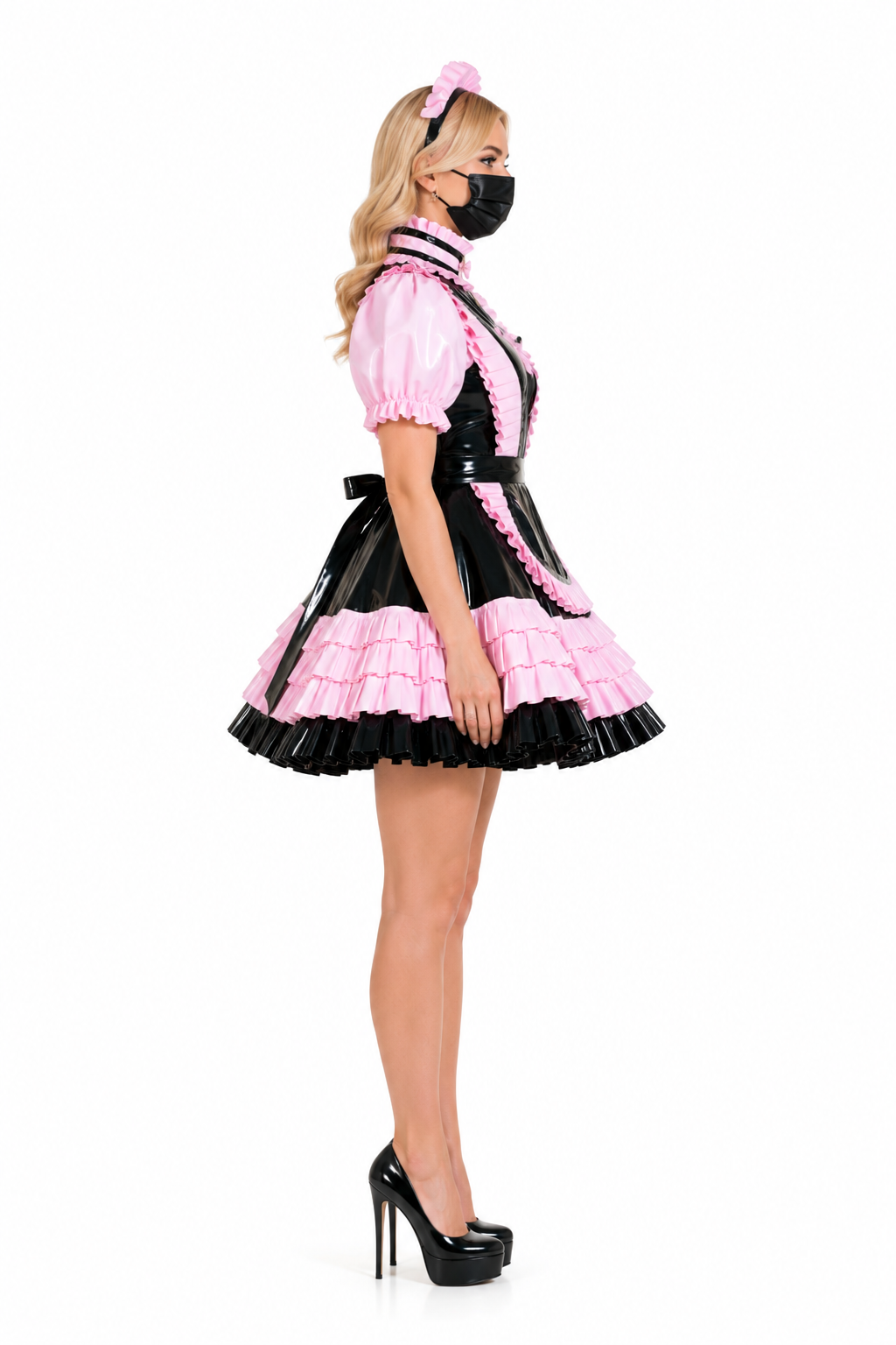 Black Thin PVC Dress G3943