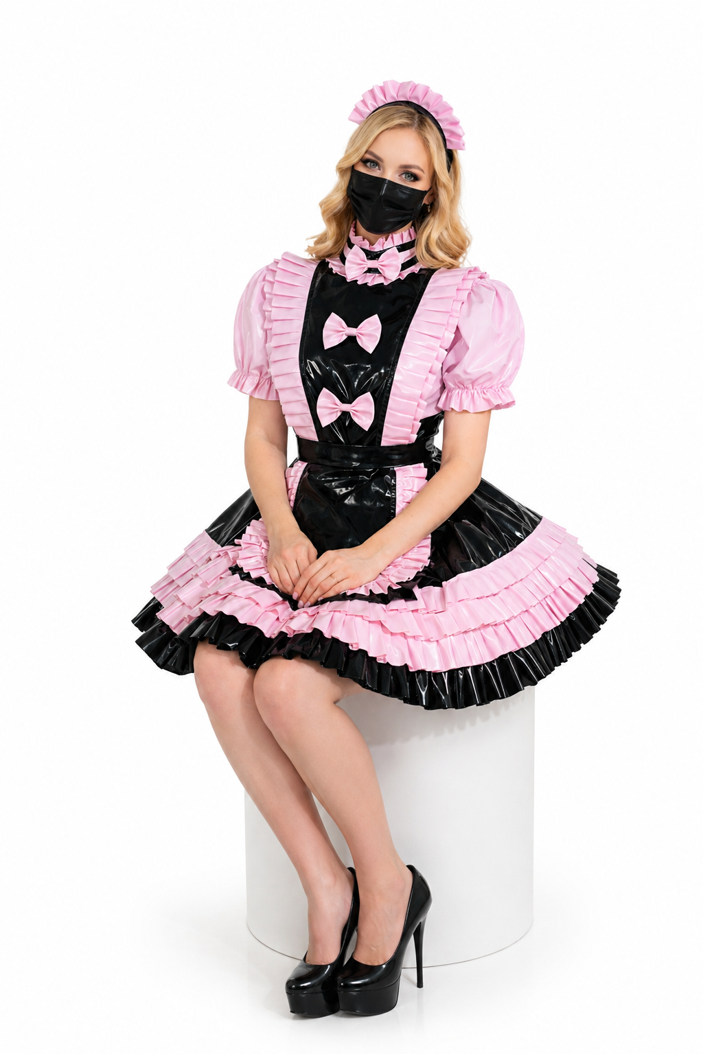 Black Thin PVC Dress G3943