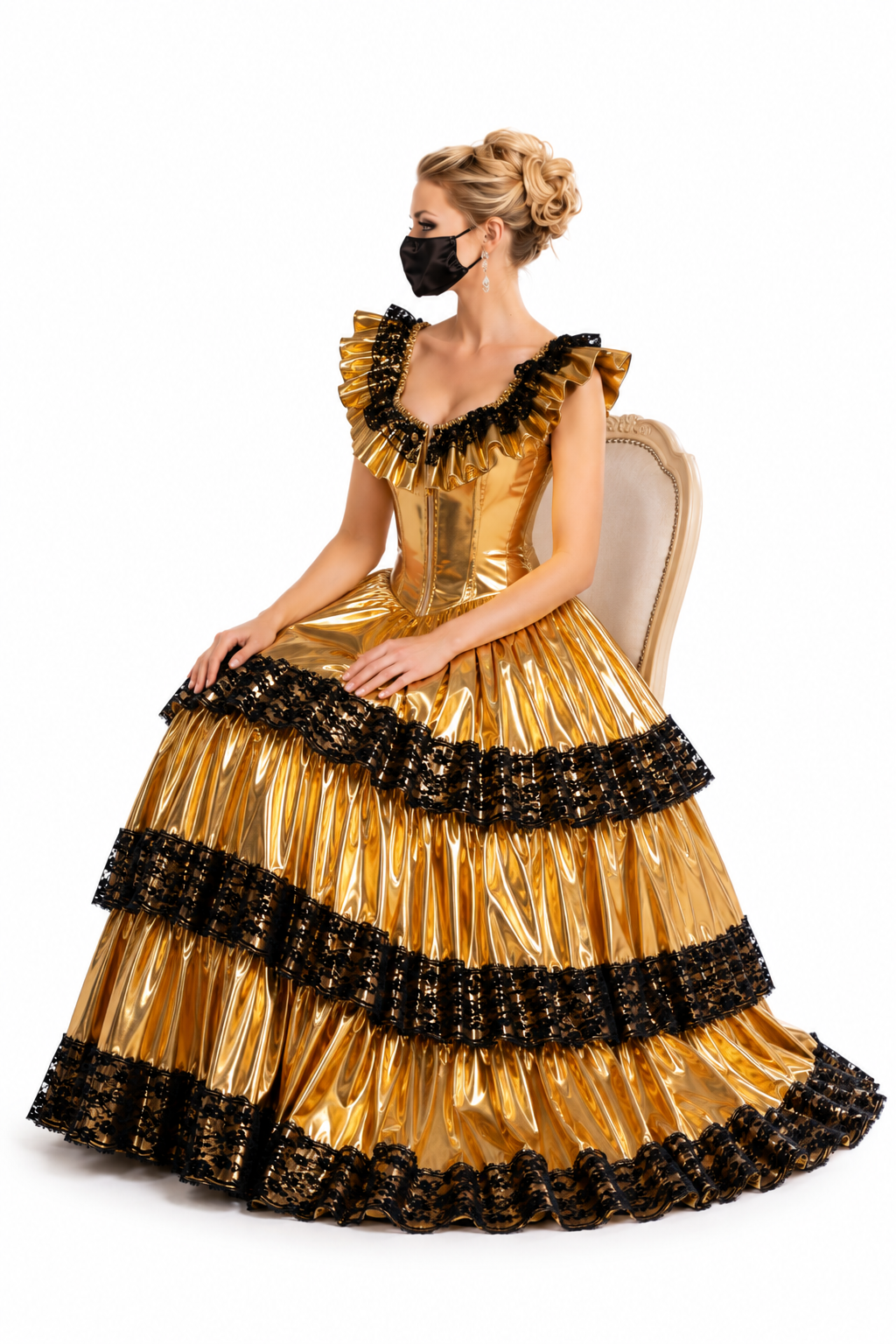 Gold Thin PVC Dress G3946