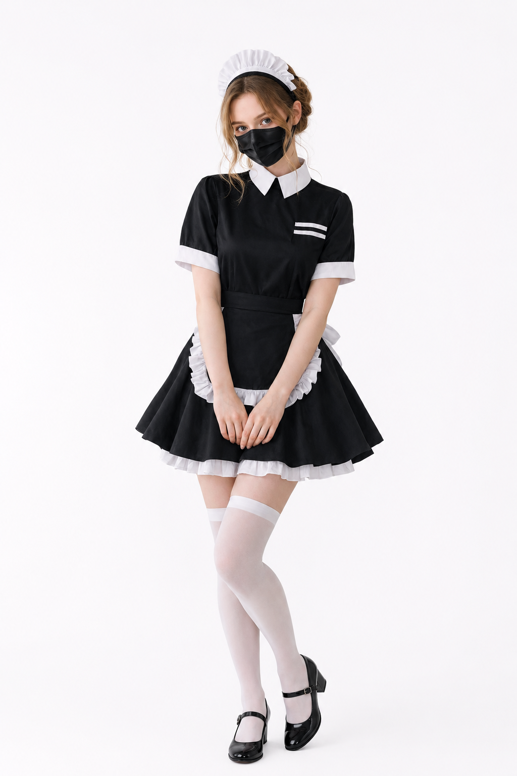 Schwarzes Baumwollkleid G3949