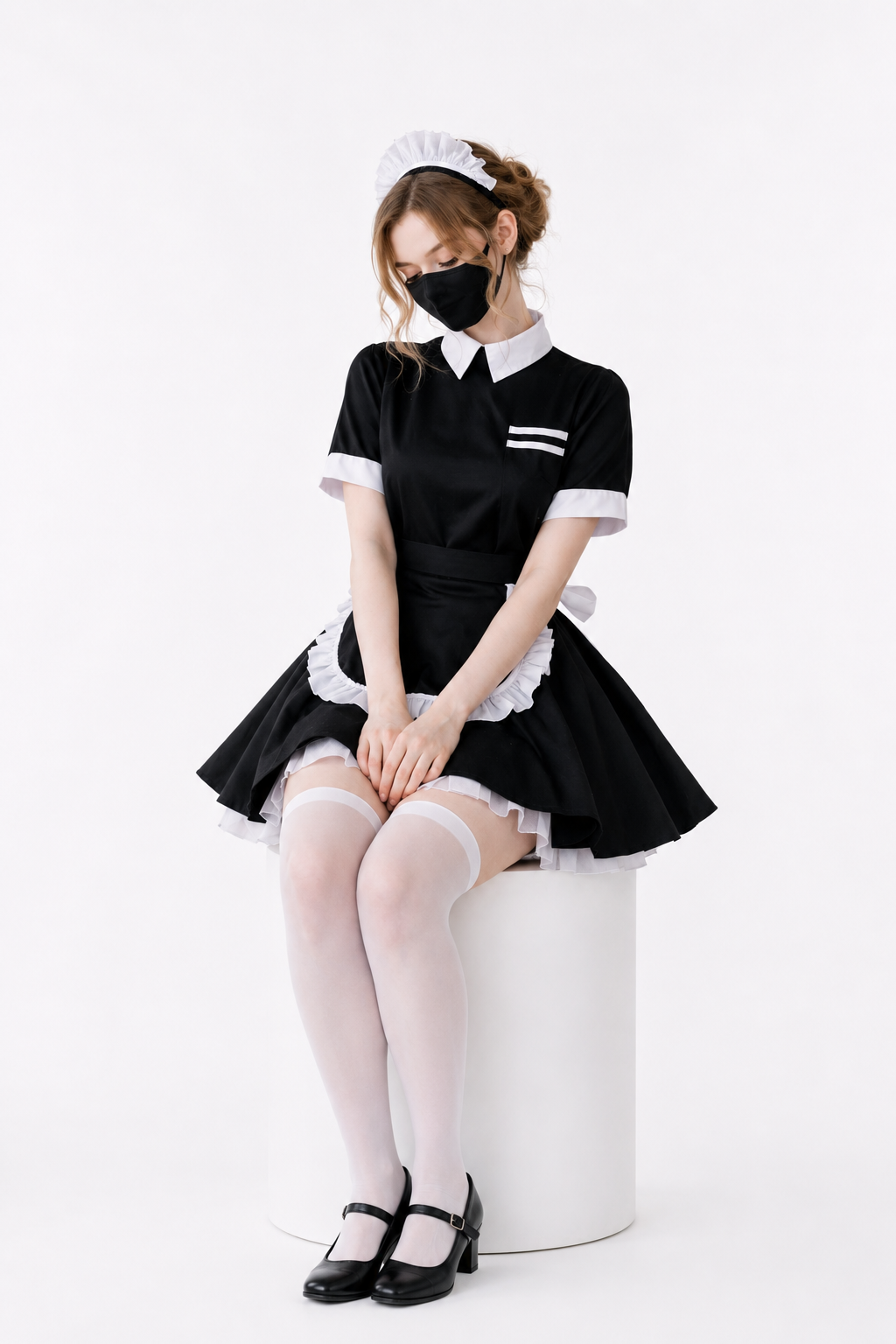 Schwarzes Baumwollkleid G3949
