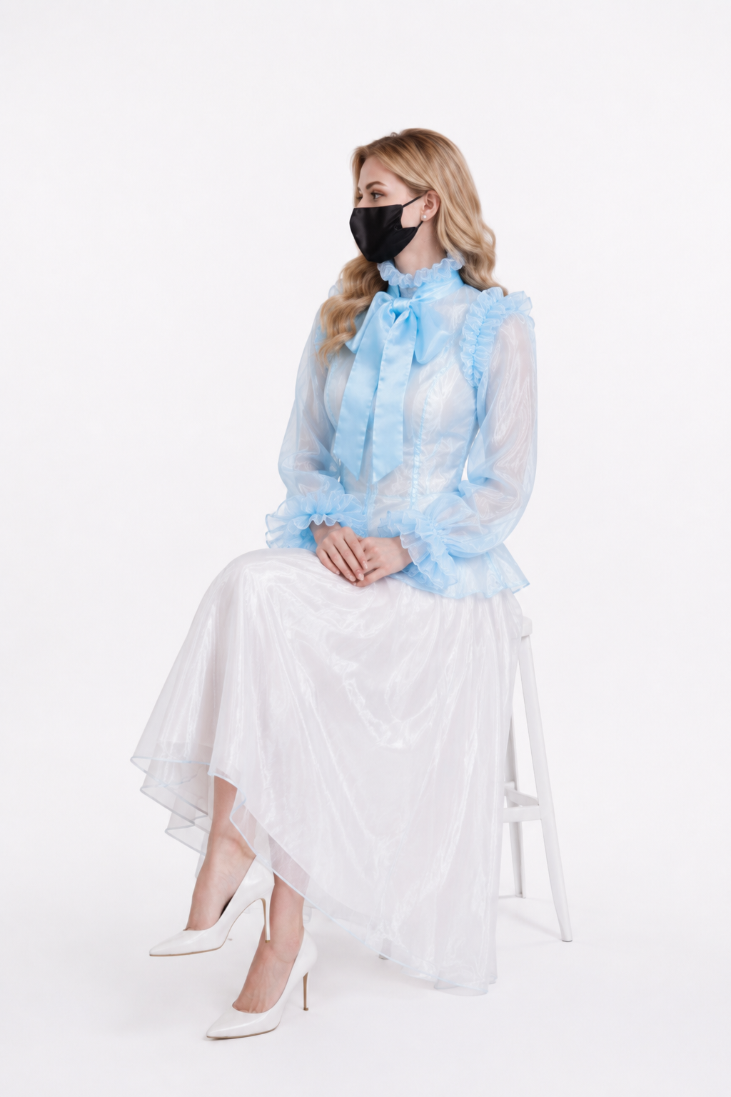 Baby Blue Organza Blouse G3950