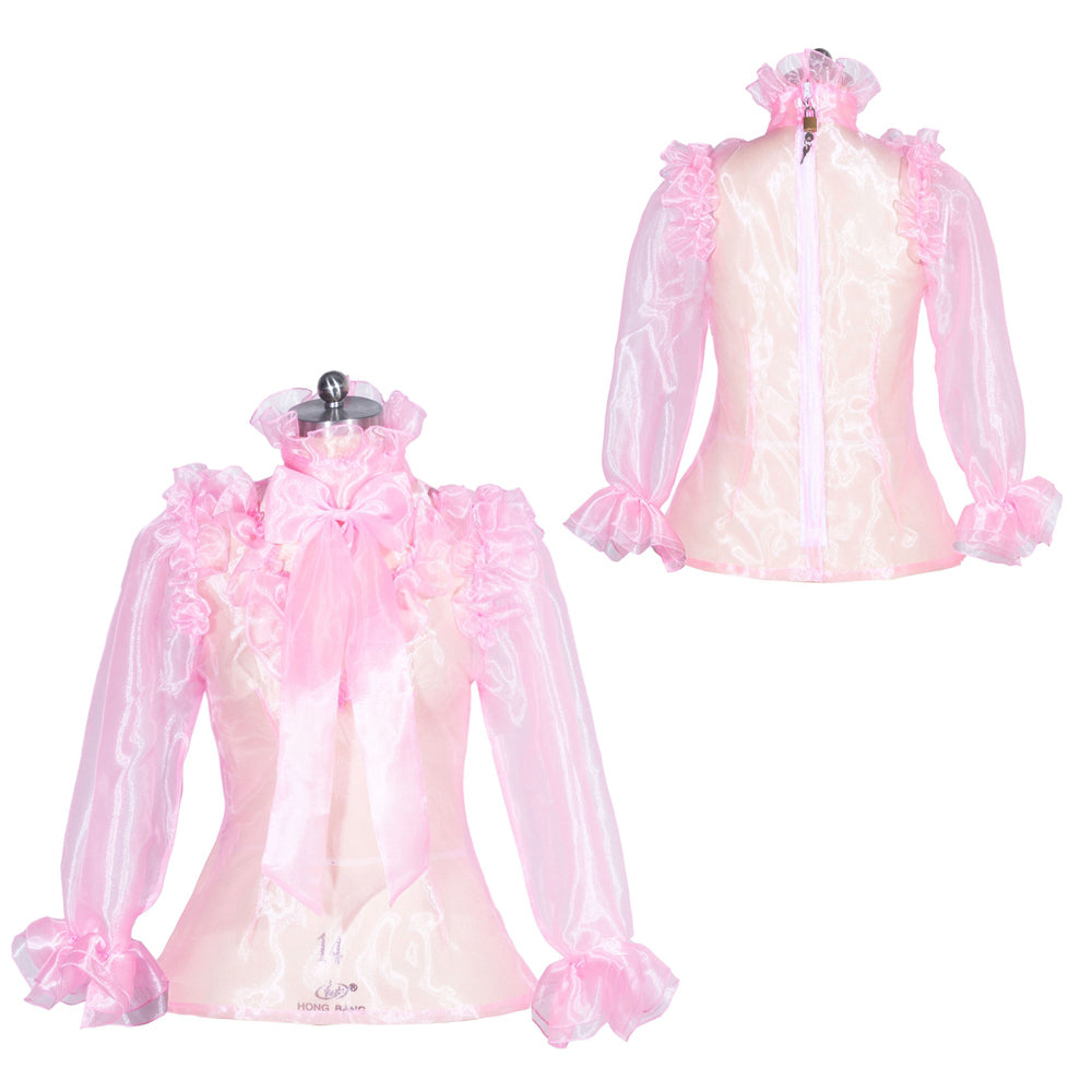 Blouse en organza rose bébé G3951