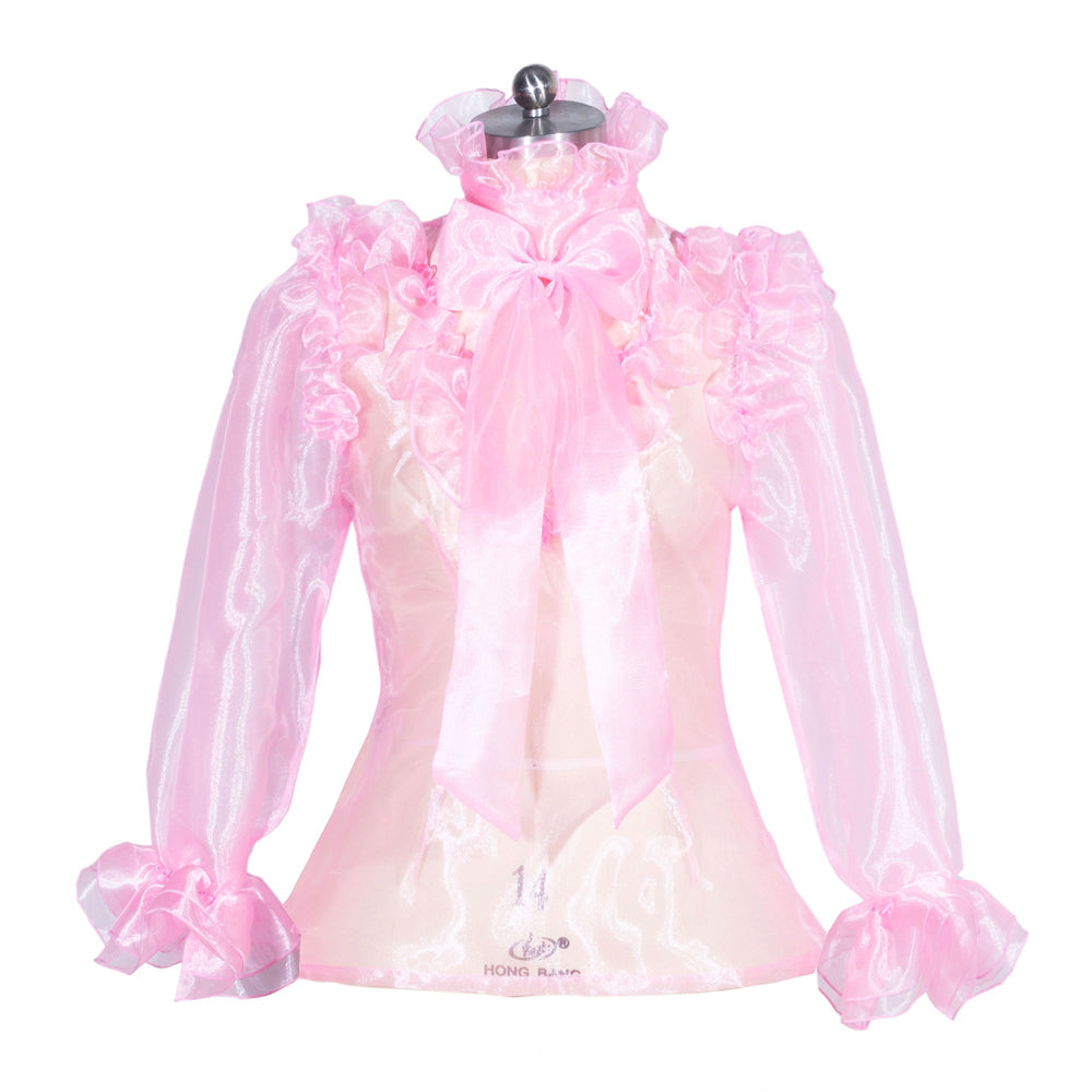 Blouse en organza rose bébé G3951