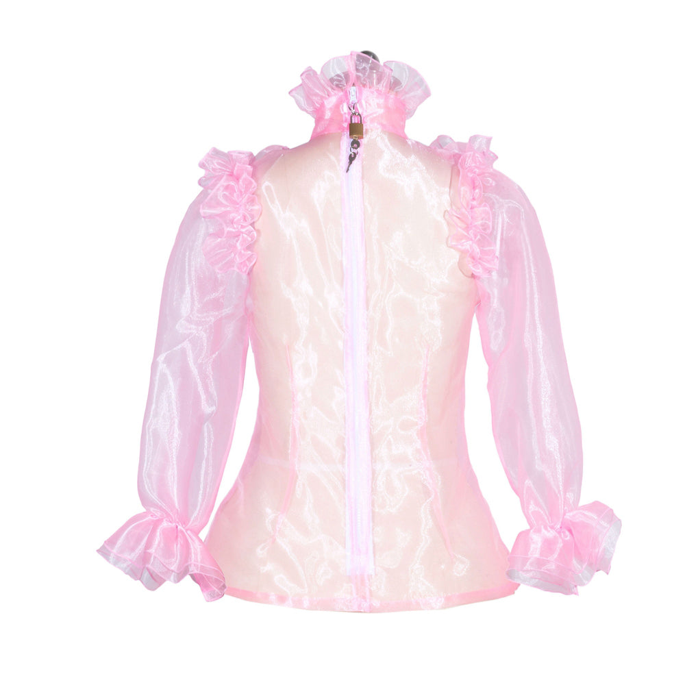 Blouse en organza rose bébé G3951