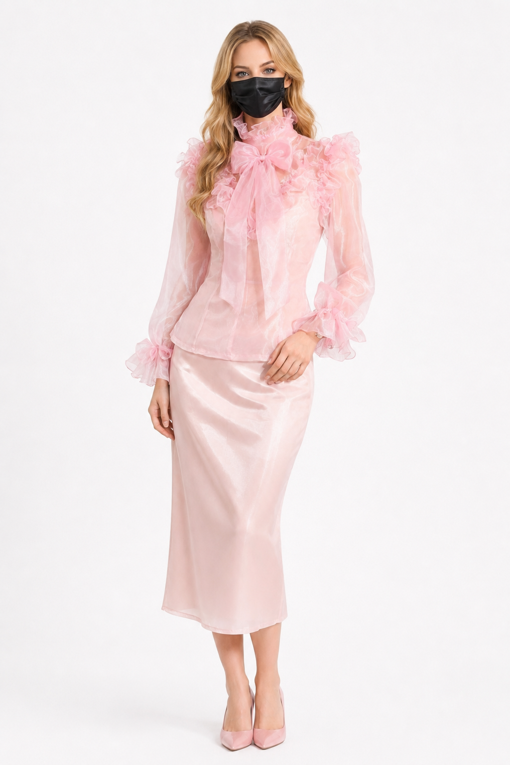 Babyrosa Organza-Bluse G3951