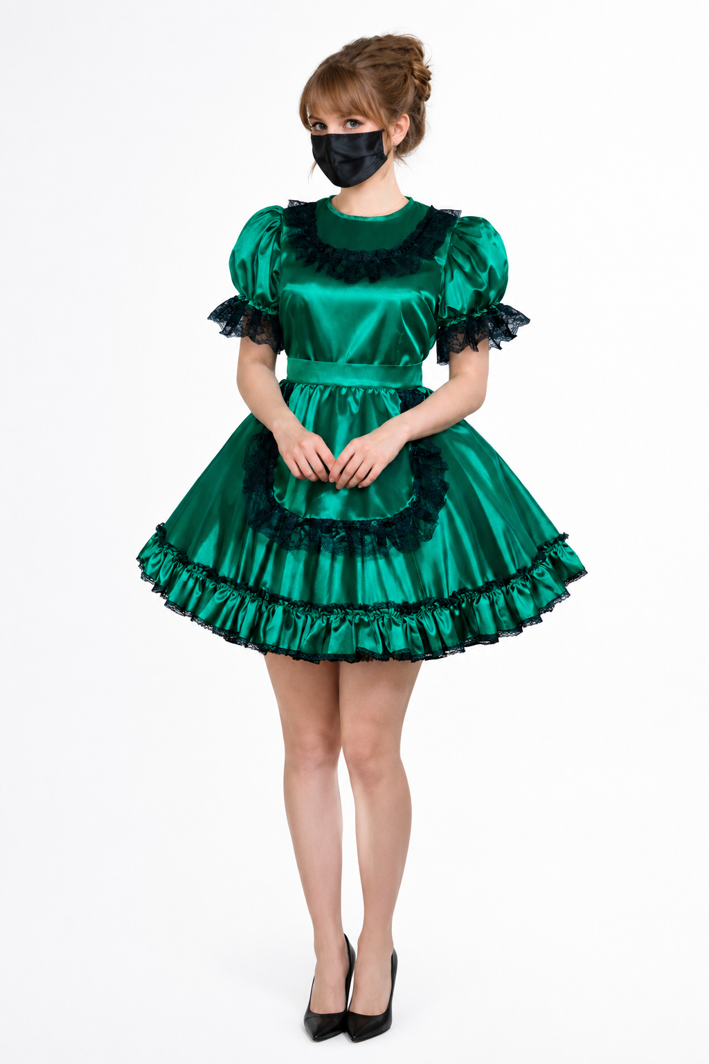 Green Satin Dress G3956
