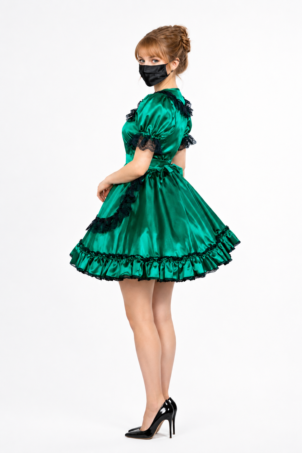 Green Satin Dress G3956