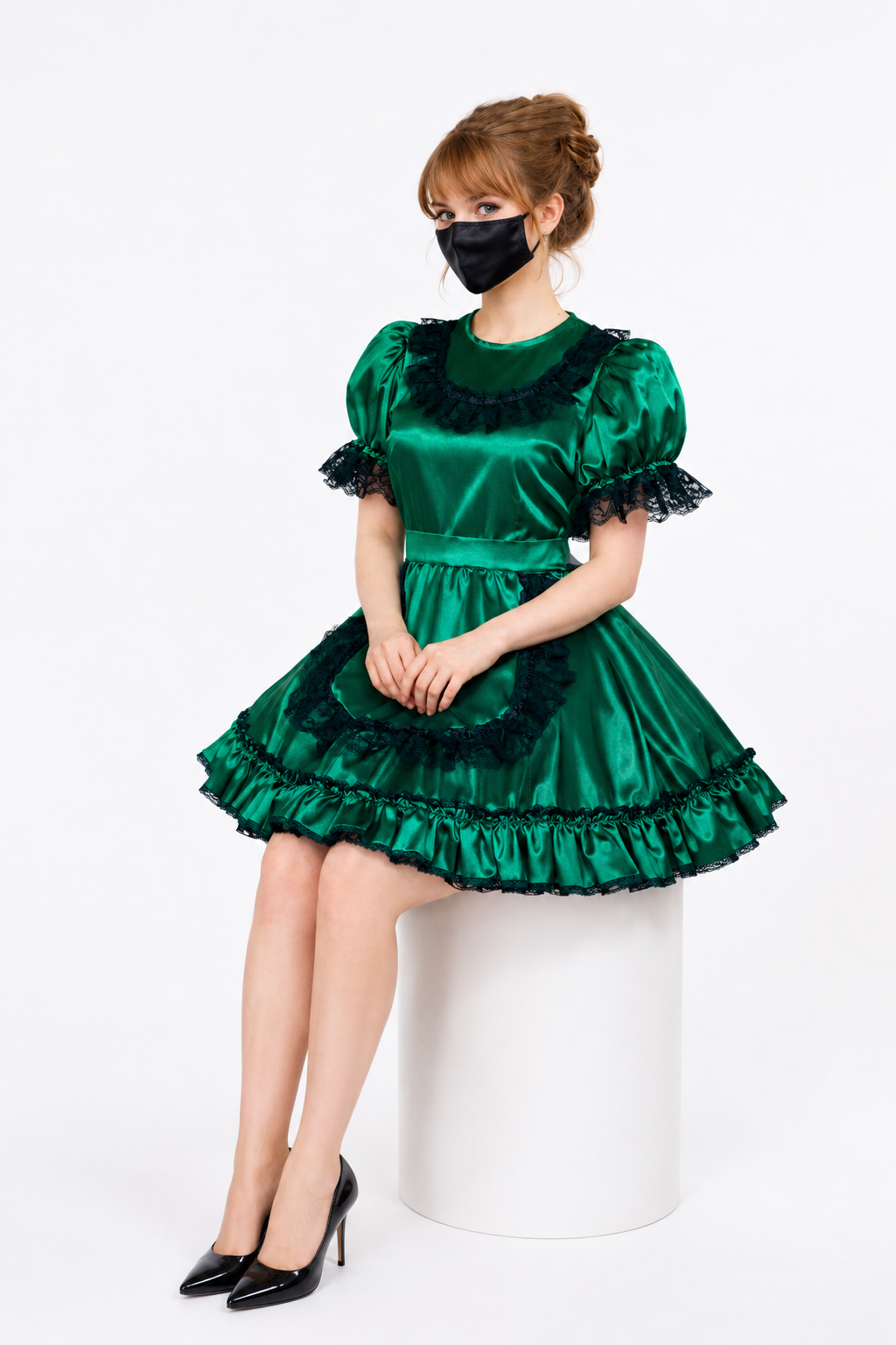 Green Satin Dress G3956