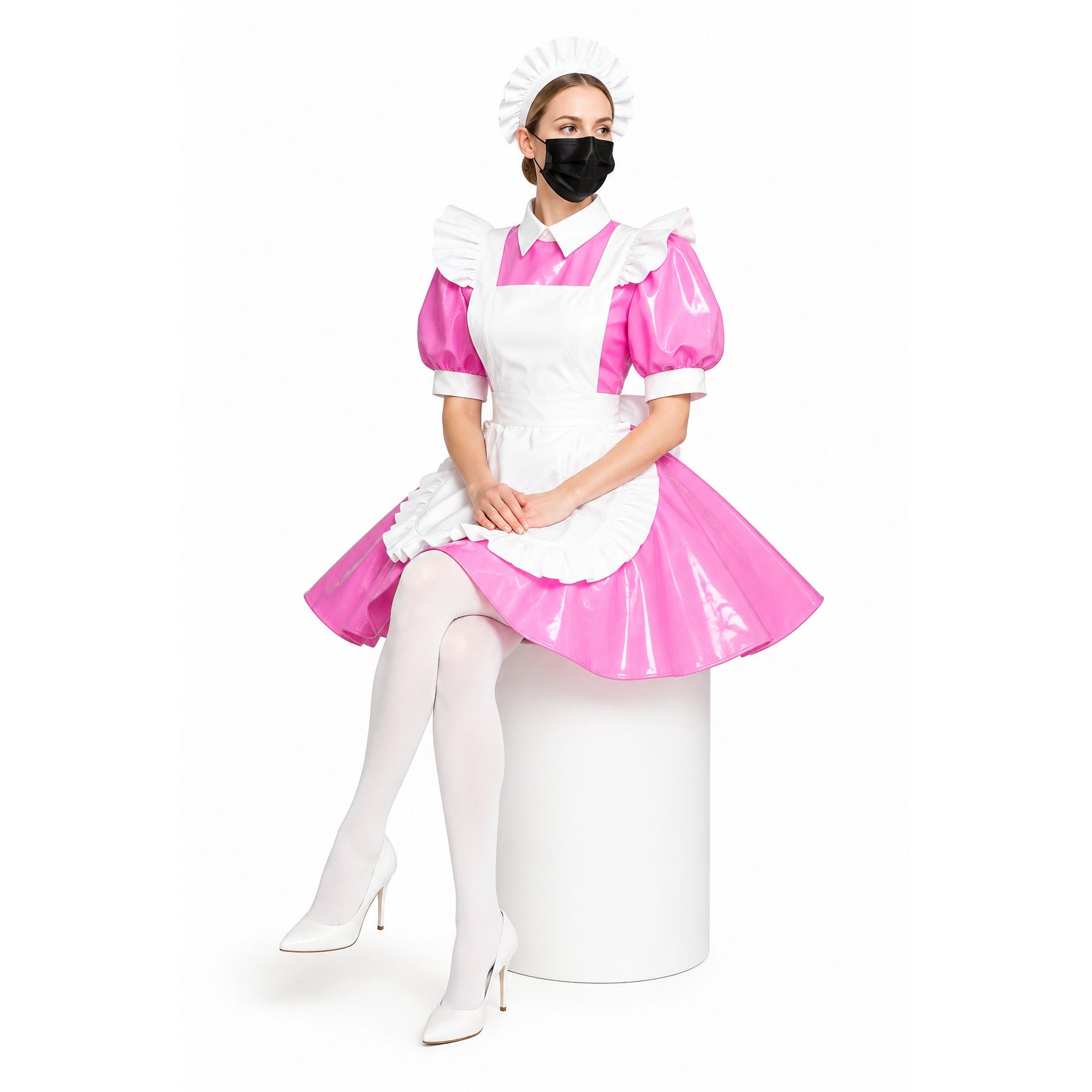 rosa dünnes PVC-Kleid G395