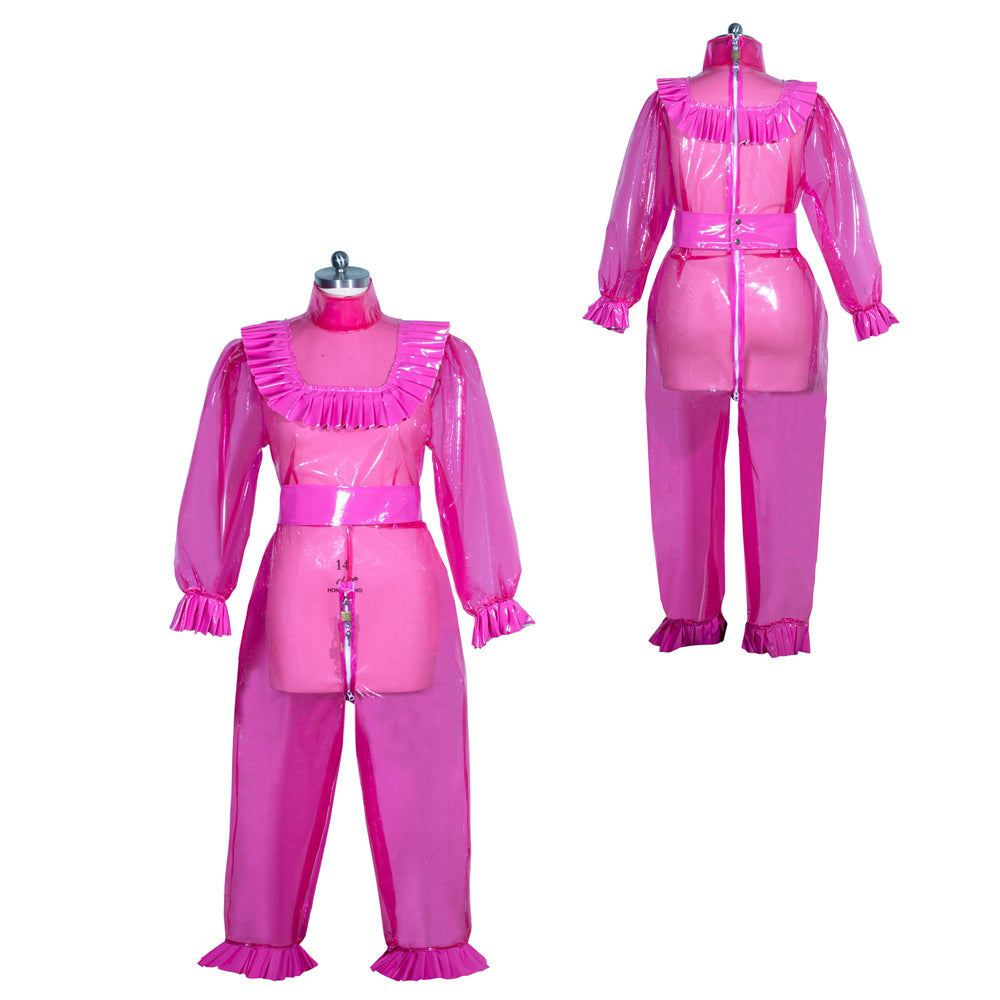 Hot Pink Transparenter PVC Bodysuit G3960