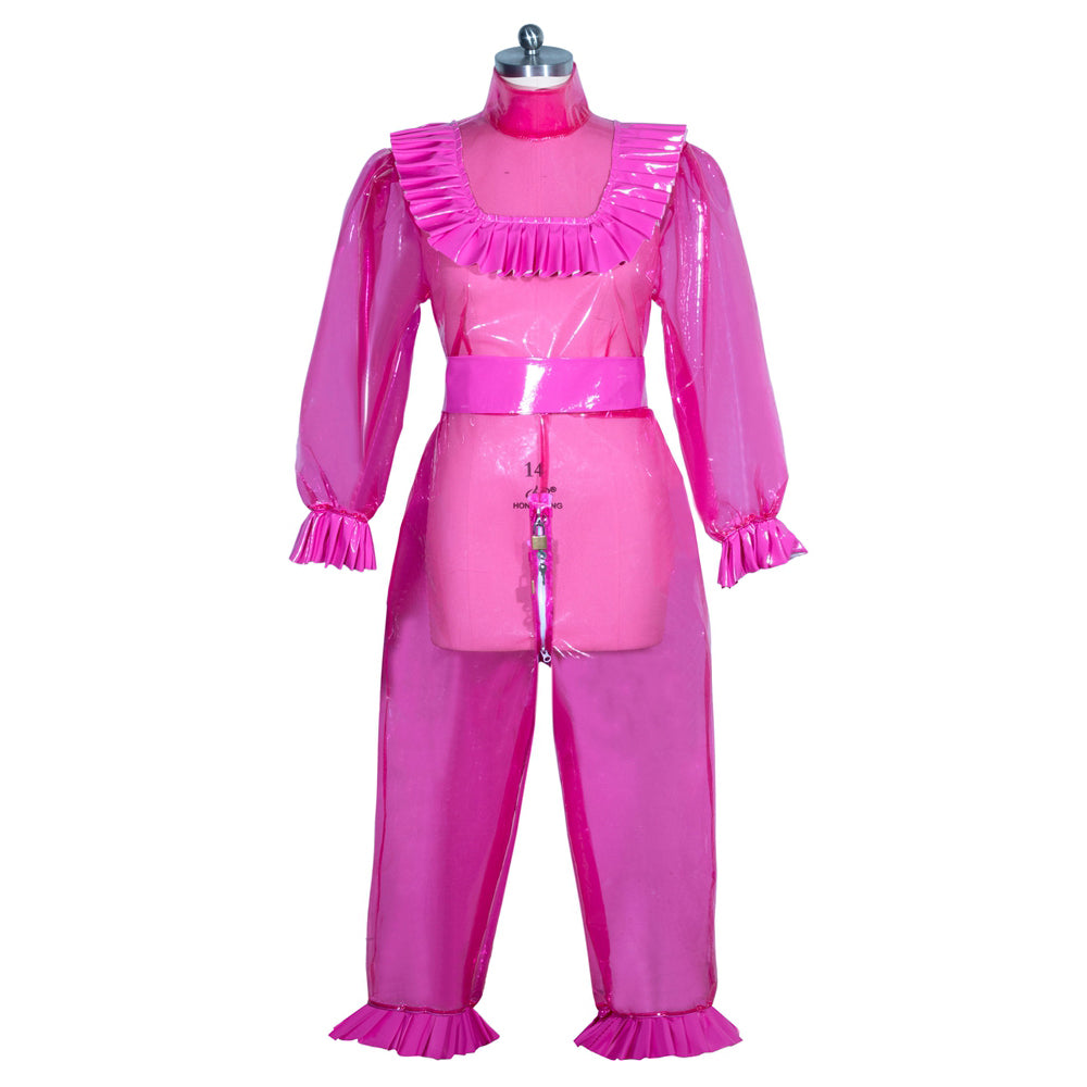 Hot Pink Clear PVC Bodysuit G3960